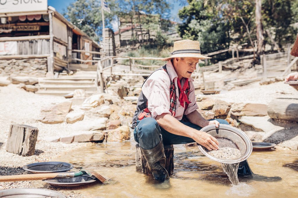 Panning for gold at Sovereign Hill